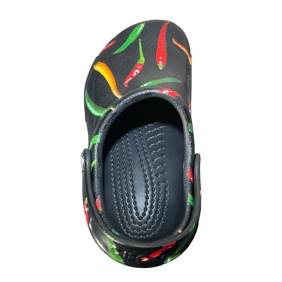 Crocs At Work Bistro Graphic Black Red Green Peppers Clog Size W4 M6 NWOT - Picture 6 of 9